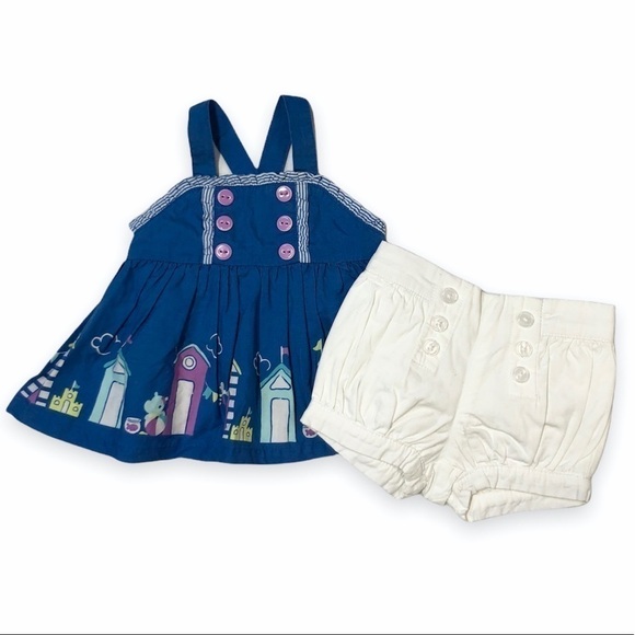 Gymboree Hippos And Bows A-Line Top & Shorts Baby‎ Girl 0-3-6 months - Picture 1 of 2